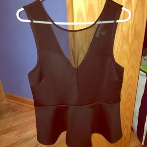 Plus Size Peplum Mesh Top NWOT