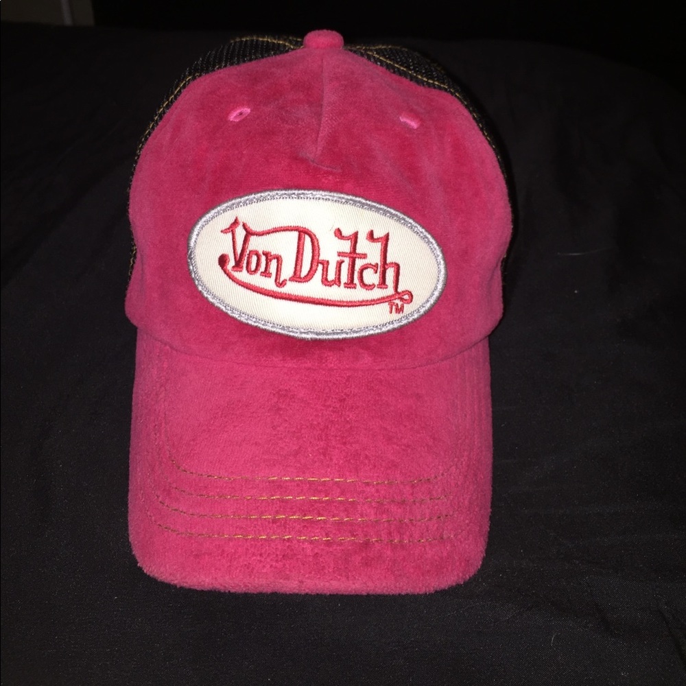 Pink velvet 90's VonDutch trucker hat