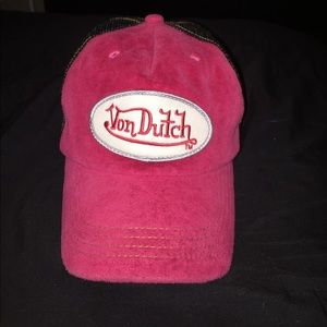 Pink velvet 90's VonDutch trucker hat