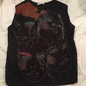 Sleeveless Face Art Shirt