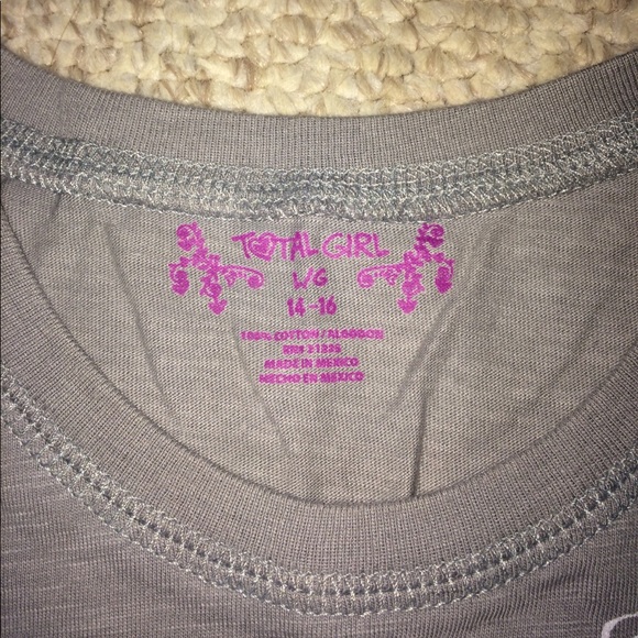 Girl's gray long sleeve tee. Total Girl brand. - Picture 4 of 4