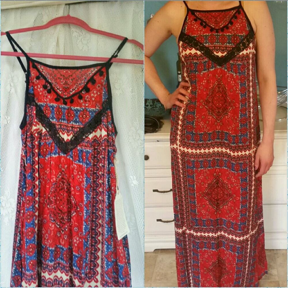 NWT BAND OF GYPSIES BOHEMIAN MAXI DRESS - Picture 1 of 6