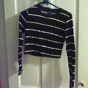 Xs striped long sleeve crop top