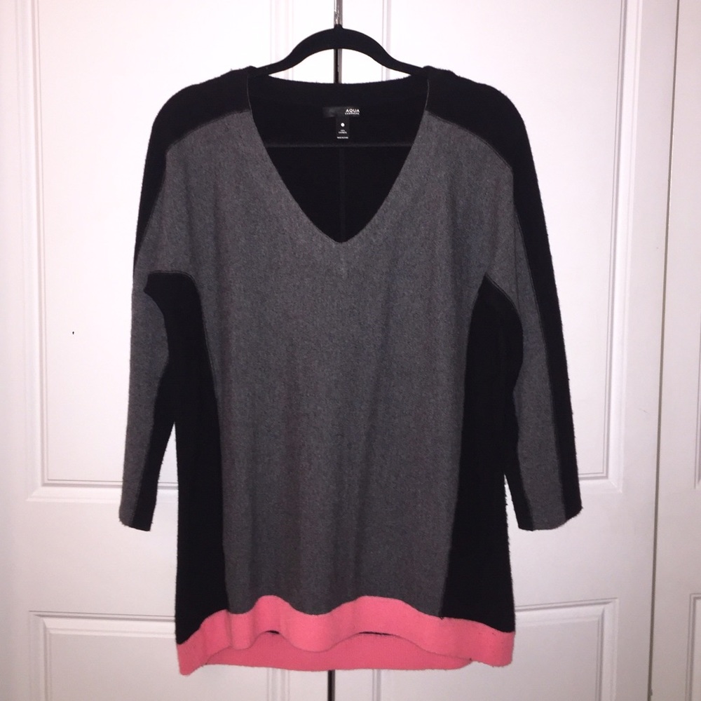 AQUA 100% Cashmere V-Neck Sweater