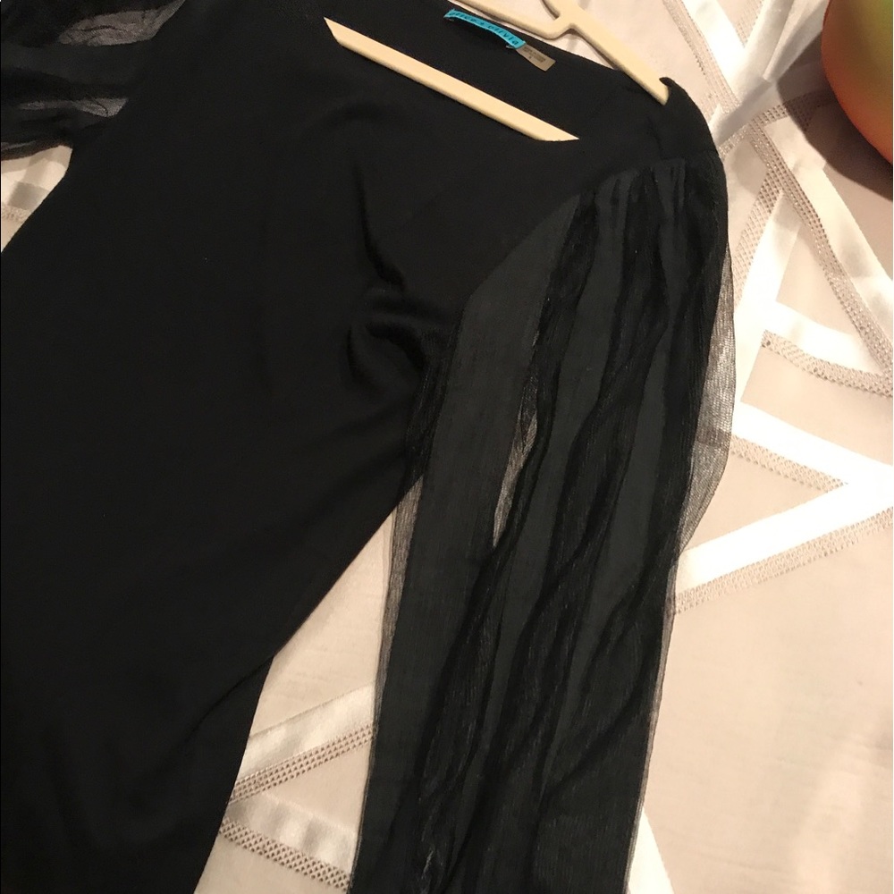 Black alice and olivia dress with sheer sleeves
