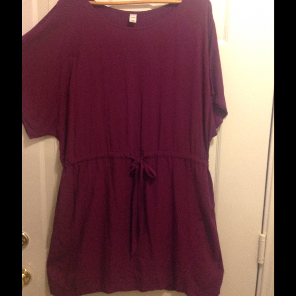 Purple drawstring waist dress