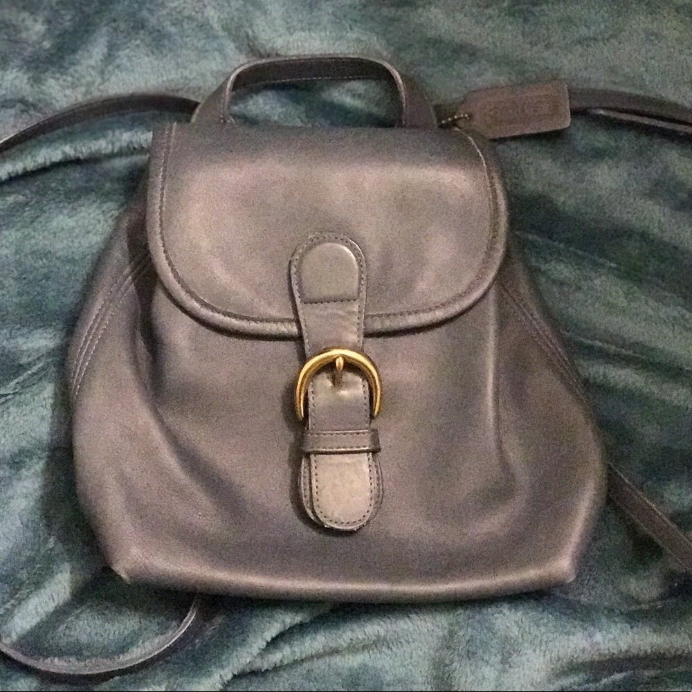 VINTAGE COACH NAVY LEATHER BACKPACK/DAYPACK PURSE