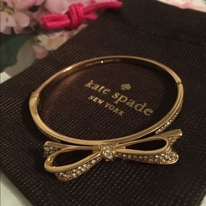 Kate Spade dainty rhinestone and gold bow bangle