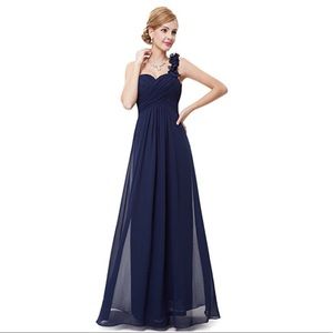 Navy Blue One Shoulder Bridesmaid Dress