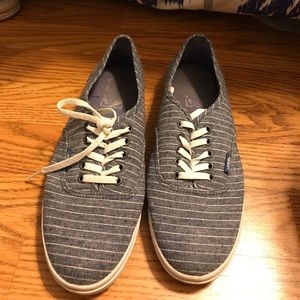 Vans blue and white striped shoes