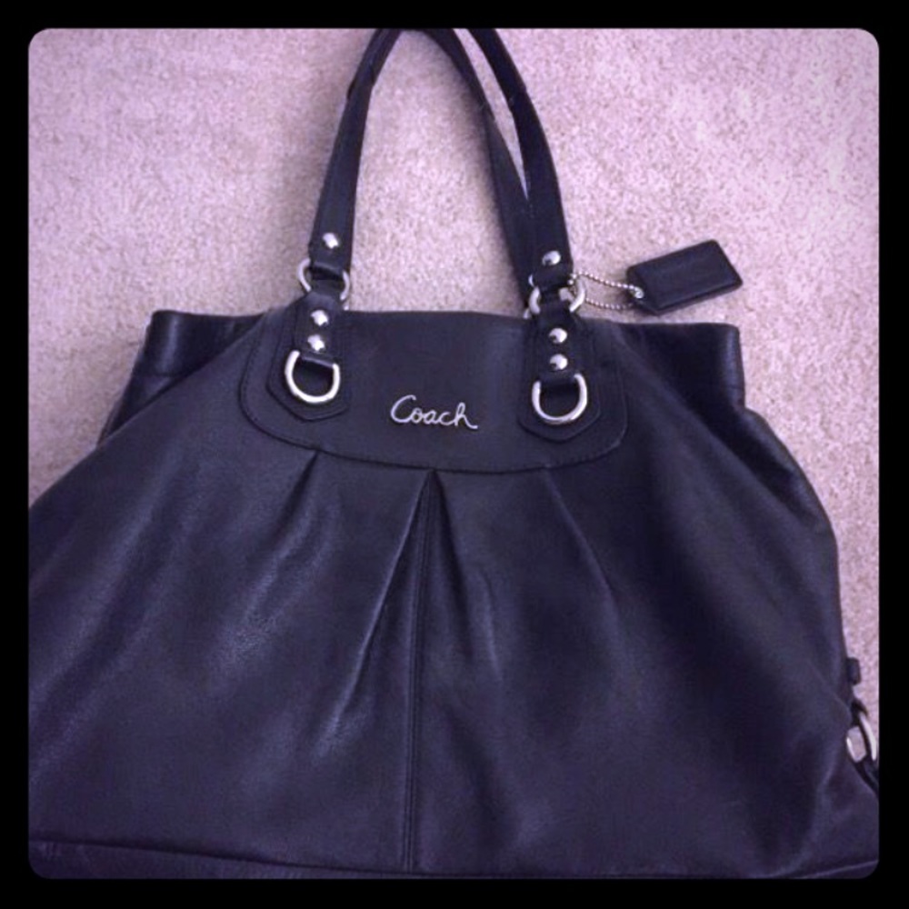 Black leather Coach bag