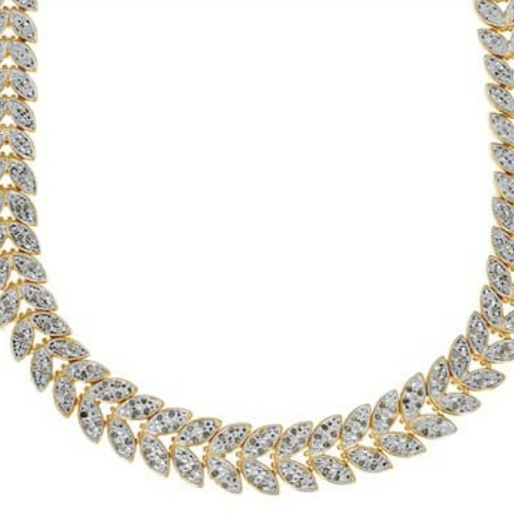 Sale! Diamond 18k Yellow Gold over Brass Necklace
