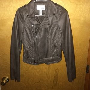 🆕 grey faux leather jacket