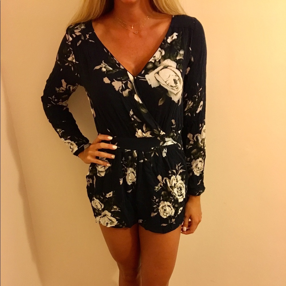 Floral long sleeve romper