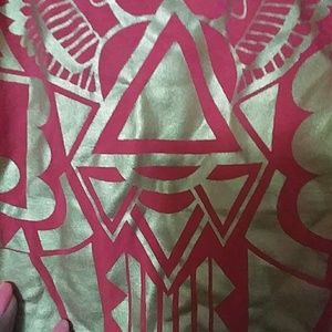 2bebe Aztec gold foil and pink mini dress stretch