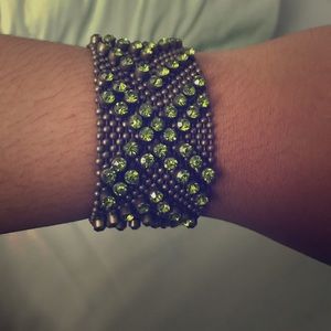 Beautiful Emerald Green Beaded Bracelet!