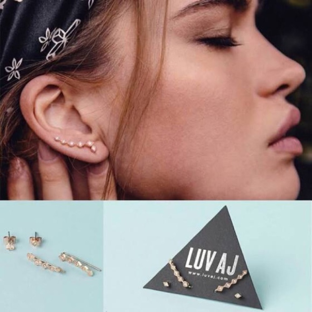 DIAMOND CRAWLER + STUDS RoseGold Swarovski Crystal