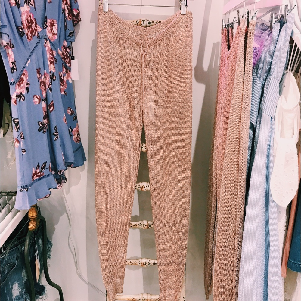 Mesh metallic rose pink pants