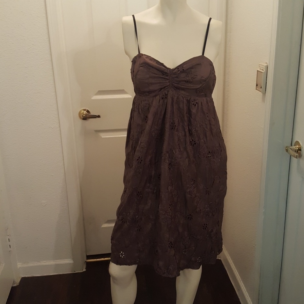 Brown floral pattern summer dress