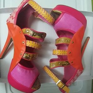 Pink orange and snakeskin super platform