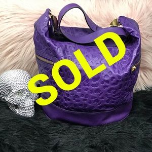 NWOT! Betsy Johnson purple leather Leopard print.