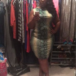 Green midi length python dress