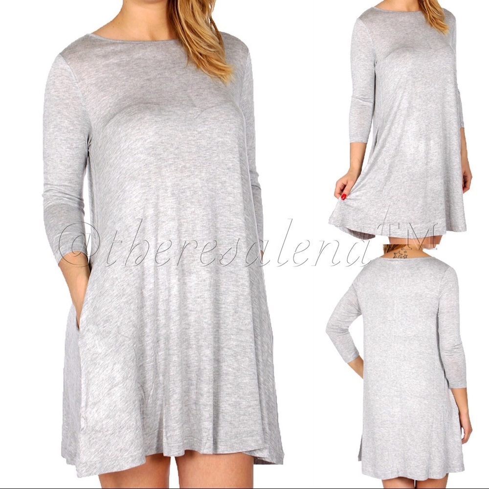 SALE! 🌺 Heather Grey Swing Dress with Pockets