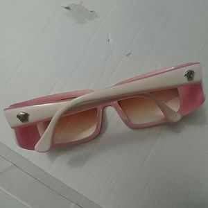 Vintage Versace pink & cream rhinestone sunglasses