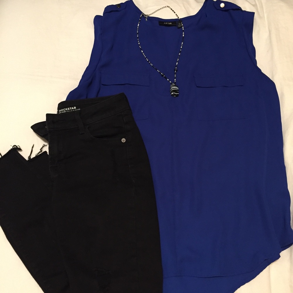Royal Blue Sleeveless Blouse