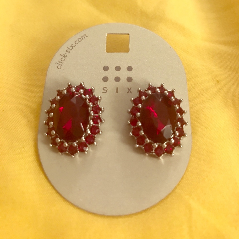 NWT red rhinestone earrings by six