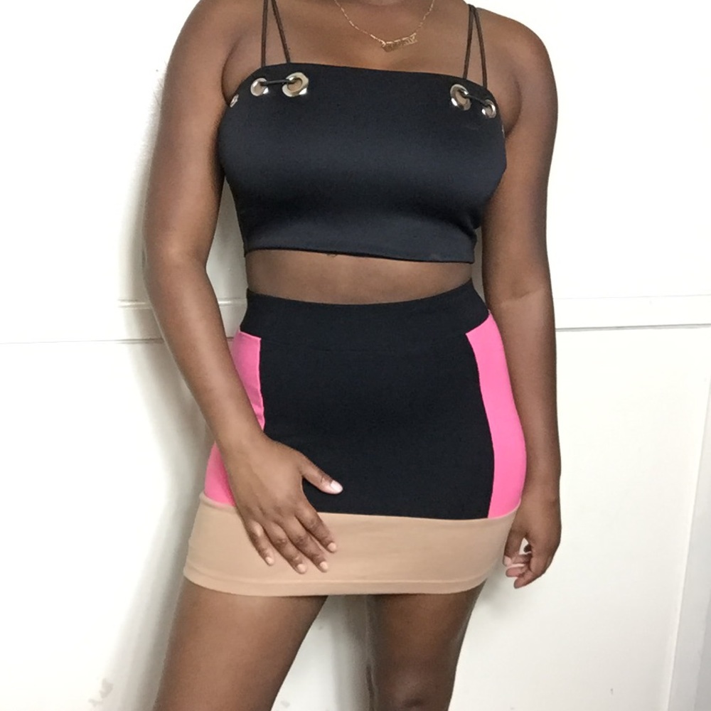 H&M Colorblock Mini Bodycon Skirt