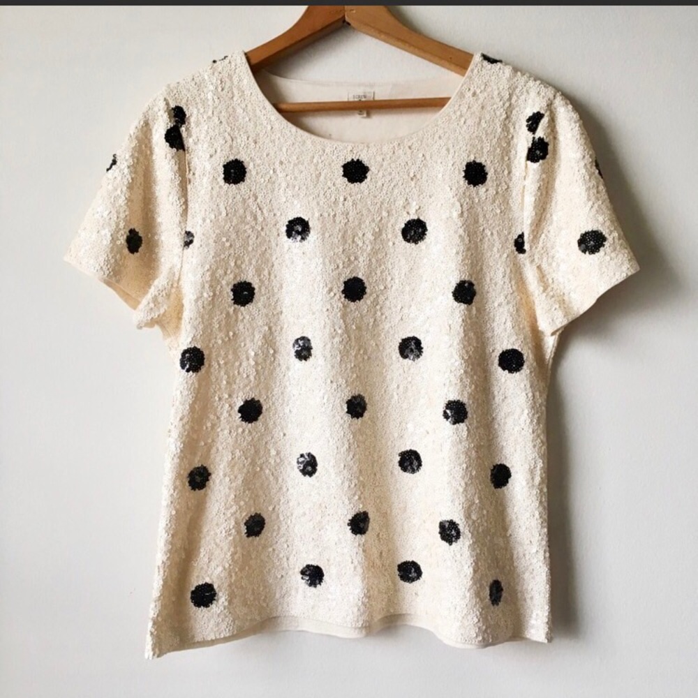 J Crew Factory Polka Dot Sequin Tee