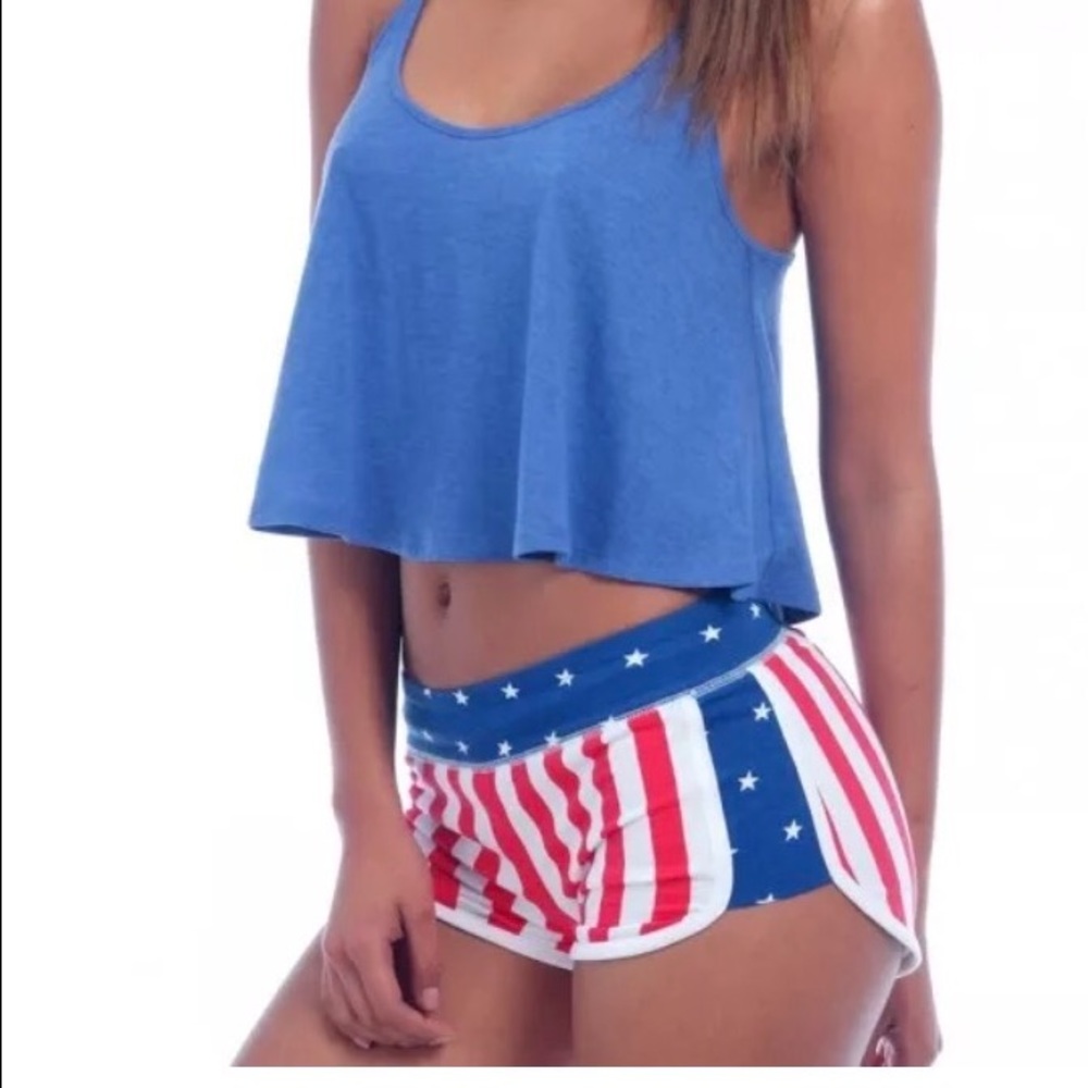 Red white blue American flag dolphin shorts