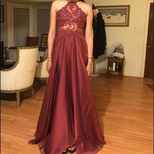 LaFemme Burgundy Beautiful Prom/Graduation Dress