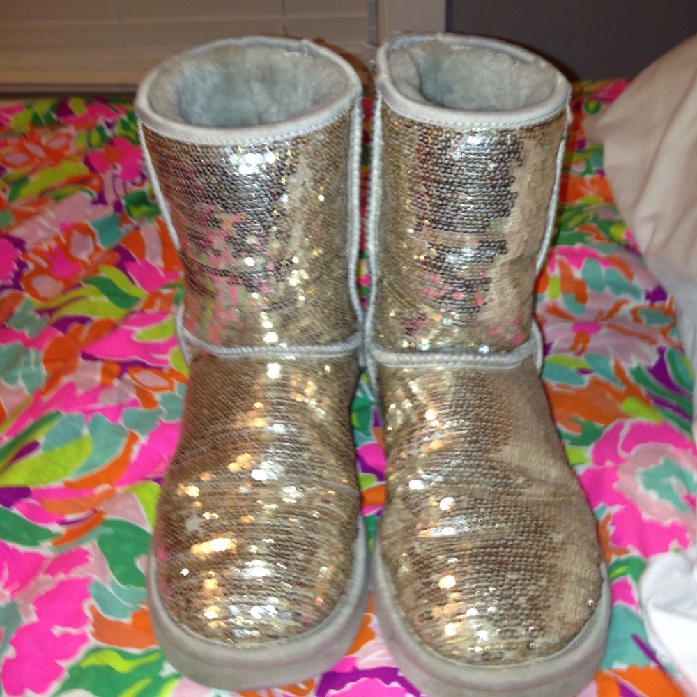 Authentic Gold Short Ugg Sequin Boot