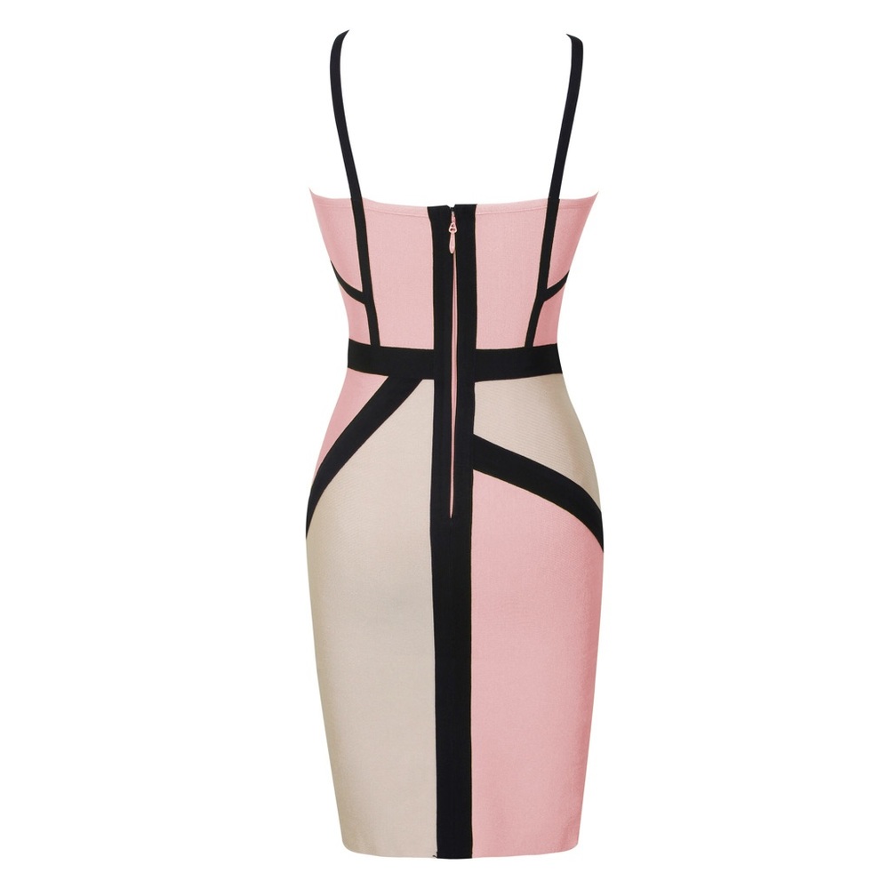 Cut Out Chest Color Block Bandage Dress #675 - Picture 2 of 2