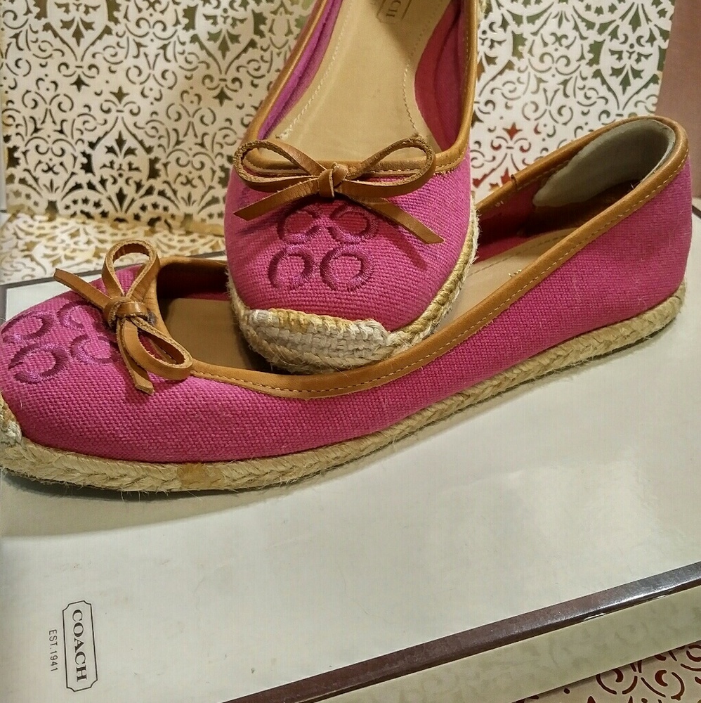 AUTHENTIC COACH FLAT ESPADRILLES, FUCHSIA, SIZE 5