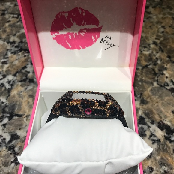Betsey Johnson Rhinestone Leopard Print Watch