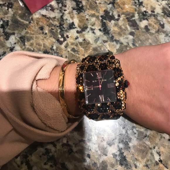 Betsey Johnson Rhinestone Leopard Print Watch main image 5