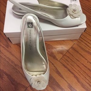 Anne Klein white low heel shoes