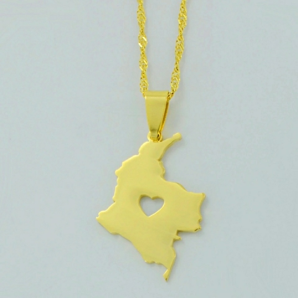 *COLOMBIA MAP* Chain titanium stainless steel