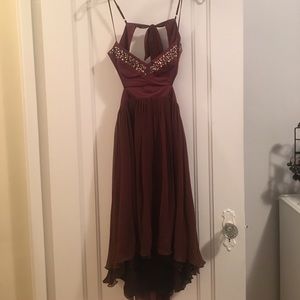 Brown silk beaded dress sz S/M