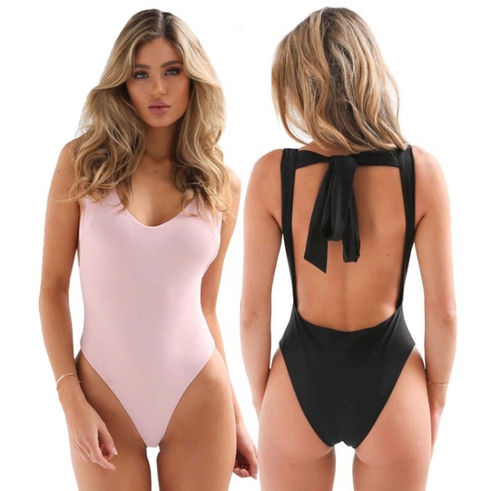 Pink Open Back Bodysuit