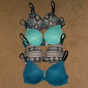 Victoria's Secret PINK bras bundle of 4, cup 32C