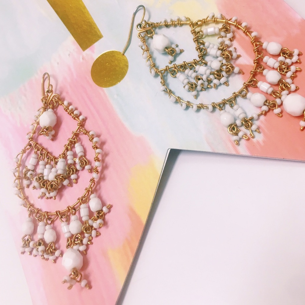 Closet Closing! White and Gold Drop Earrings