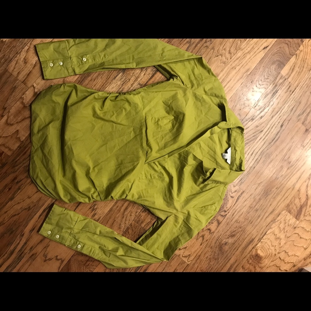 Banana Republic ruched green collared shirt
