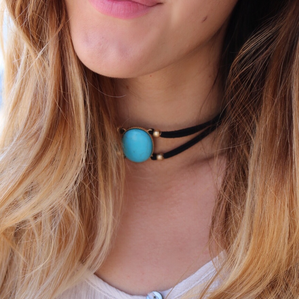 turquoise stone choker - Picture 2 of 2