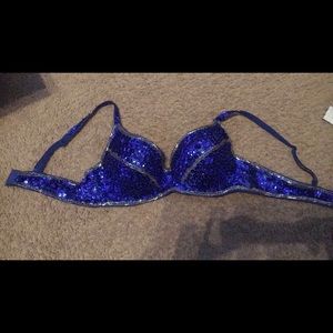 Blue sequin bra