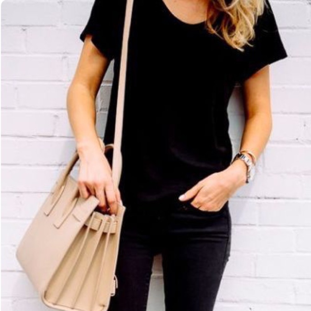 Halogen faux leather blouse