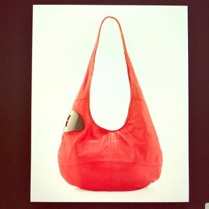 Halston Heritage Medium Leather Hobo in Guava
